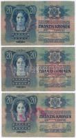 1913. 20K (3x) kiolvashatatlan felülbélyegzésekkel T:III