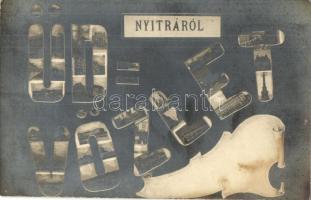 Nyitra, Nitra; részletek / Art Nouveau greeting card, details (fl)