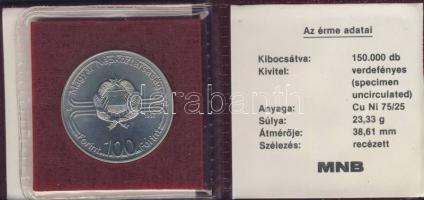 1982. 100Ft "Labdarúgó VB" T:BU Eredeti tokban, tanúsítvánnyal!