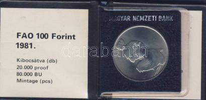 1981. 100Ft "FAO" T:BU Eredeti tokban, tanúsítvánnyal!