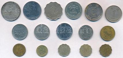 16db-os vegyes külföldi fémpénz tétel, közte Olaszország 1960R 500L Ag "Kolombusz hajói" T...