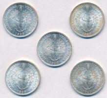 1938-1939. 2P Ag Madonna (5x) T:1-,2 patina