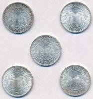 1938-1939. 2P Ag "Madonna" (5x) T:1-,2 patina
