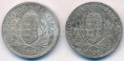 1926-1939. 1P Ag (2x) T:2,2- patina