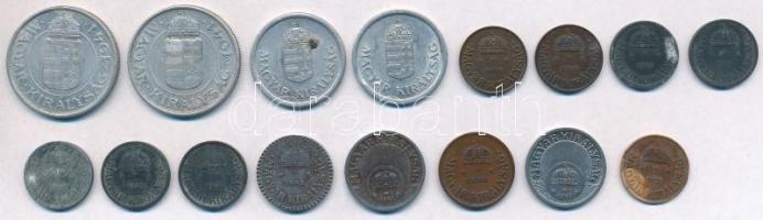 16db-os vegyes magyar fémpénz tétel a korona és pengő időszakból T:2,2-