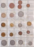133db-os vegyes fémpénz gyűjtemény albumba rendezve, közte Mexikó, Franciaország, Izrael, Brazília, ...
