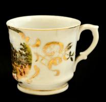 "Karlsbad Stadtpark" városképes porcelán csésze, matricás, jelzés nélkül, kopásokkal, d: 6...