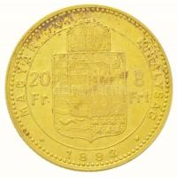 1882KB 8Ft/20Fr Au "Ferenc József" (6,41g/0.900) T:2,2-
Hungary 1882KB 8 Forint/20 Francs...
