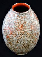 Jelzett retro iparművész mázas váza, apró lepattanással, m: 29 cm