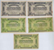 1946. 13db-os vegyes magyar adópengő bankjegy tétel, közte fordított címeres T:III,III-