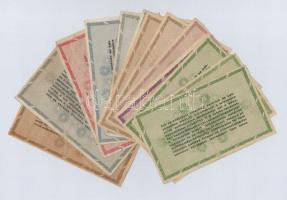 1946. 13db-os vegyes magyar adópengő bankjegy tétel T:III,III-