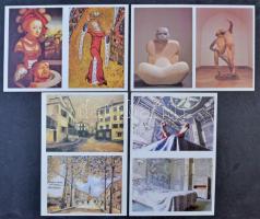 60 db kortárs festményeket ábrázoló képeslap + 13 db egyéb képzőművészeti és 35 db városképes modern lap