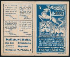1933 Jamboree, bélyegkereskedői reklámfüzet néhány beragasztott bélyeggel