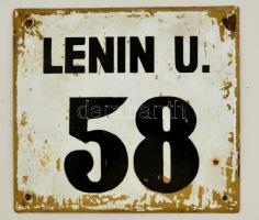 Lenin u. zománc utcanévtábla. Kopott 22x20 cm