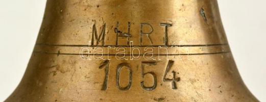 Az MHRT Mahart 1054-es uszályának jelzett hajóharangja. Nagyméretű bronz. Szép, erős hangja van. / O...
