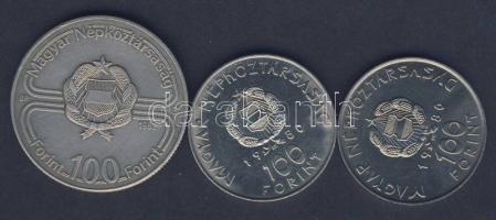 1980. 100Ft (2x) "Szovjet-magyar űrrepülés" T:BU + 1982. 100Ft "Labdarúgó VB" T:...