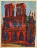 Perlrott jelzéssel: Notre Dame. pasztell, papír, üvegezett keretben, 40×28 cm