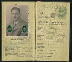 1937-1940 Magyar Királyság fényképes útlevele, Hrubos Károly vasút gépészmérnök részére, számos romá...