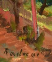 Radnai József (1896-1963): Kert a hegyoldalon. Olaj, karton, jelzett, üvegezett keretben, 23×34 cm
