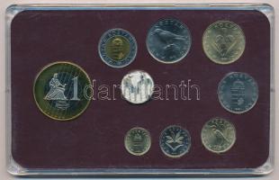 1995-2003. 1Ft-100Ft (7xklf) "Europe" forgalmi szett, benne 2004. 1E "Próba" érm...
