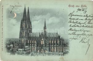 4 db régi (1899 és 1900) fény felé tartandó városképes lap (Budapest, Pozsony, Köln, Düsseldorf) / 4...