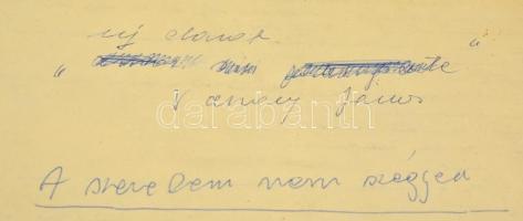 Vaszary János (1899-1963) A szerelem nem szégyen c. három felvonásos színdarabjának kézirata végig m...