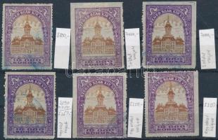 Szeged 1924 10.000K fogazott + 3 klf 1 oldalon és 2 klf 2 oldalon vágott bélyeg