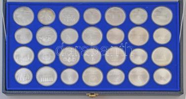 Kanada 1973-1976. 5$ Ag (14xklf) + 10$ Ag (14xklf) 1976 Montreali Olimpia Teljes sor! Kék színű bőr gyűjtői díszdobozban, az érmek kapszulában T:1 2 érmén kis patina / Canada 1973-1976. 5 Dollars Ag (14xdiff) + 10 Dollars Ag (14xdiff) 1976 Montreal Olympiad Full coin set! In blue color leather case, the coins are encapsulated C:UNC two coins with small patina