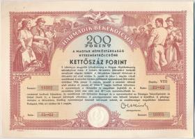 1952. "Harmadik Békekölcsön" nyereménykölcsön 200Ft-ról (2x) sorszámkövetők, szárazpecsétt...