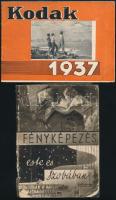 1937 2 db Kodak reklám nyomtatvány: Kodak reklám katalógus és árjegyzék, Fényképezés este és szobában Kodak prospektus