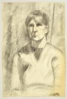 Szőnyi jelzéssel: Női portré. Szén, papír, 66×46 cm