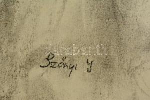 Szőnyi jelzéssel: Női portré. Szén, papír, 66×46 cm