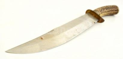 Vadászkés agancsos markolattal, pengehossz: 20 cm, teljes hossz: 31 cm