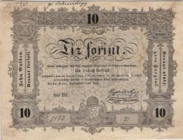 1848. 10Ft "Kossuth bankó" előlapon felső ívszélen a számozó személy írása "gr. Schmi...