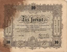 1848. 10Ft "Kossuth bankó" sor és sorozatszám után pontot írt a számozó R! Hátlapi fordíto...