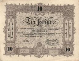 1848. 10Ft "Kossuth bankó" (3x) mindhárom kézi áthúzásokkal érvénytelenítve T:restaurált