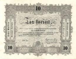 1848. 10Ft "Kossuth bankó" (3x) mindhárom kézi áthúzásokkal érvénytelenítve T:restaurált