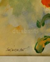 Szécsi Katalin (1955-): Fehér liliomok. Akvarell, papír, jelzett, üvegezett keretben, 40×58 cm