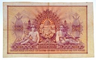 1943. 100P "Szálasi-kiadás" kiadatlan, sor- és sorozatszám nélkül, ívből kivágva T:III /
...
