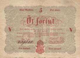 1848. 5Ft "Kossuth bankó" előlapi román szöveg nyomdahibás (ékezethiba!) T:III