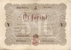 1848. 5Ft "Kossuth bankó" (2x) áthúzással érvénytelenítve T:restaurált