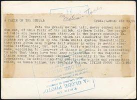 cca 1938 India, 2 db vintage sajtófotó, angol nyelven feliratozva, 18x13 cm / cca 1938 India, 2 phot...