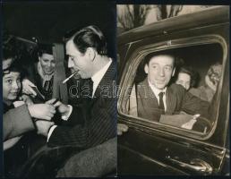 1957  Yves Montand (1921-1991) francia színész Budapesten, 7 db jelzés nélküli vintage fotó Kotnyek ...