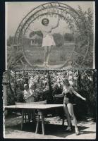 cca 1942 Színészek, énekesek privát környezetben: Farkas Ilonka, Némethy Ella, Bulla Elma, Lukács Ma...