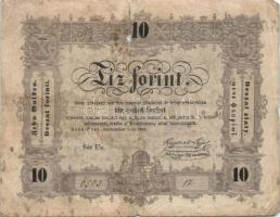 1848. 10Ft "Kossuth bankó" ritka "büntetettnek" nyomdahibával T:IV