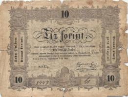 1848. 10Ft "Kossuth bankó" ritka "büntetettnek" nyomdahibával T:IV
