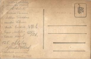 1925 Magyar amatőr diák labdarúgó csapat, hátoldalon a csapattagok nevei / Hungarian amateur student...