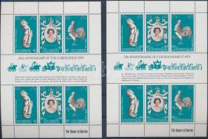 1978 II. Erzsébet királynő megkoronázásának 25. évfordulója 2 db kisív (angol és francia kiadás) Mi 513-515 + Mi 516-518