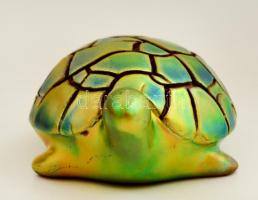 Zsolnay teknős, eozin mázas, hibátlan, jelzett, 9x6x4 cm /
Zsolnay eosin turtle, signed, perfect co...