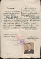 1945 Szabad mozgást engedélyező fényképes igazolvány, 1945. február 4., orosz és magyar nyelven, fényképpel, aláírással.